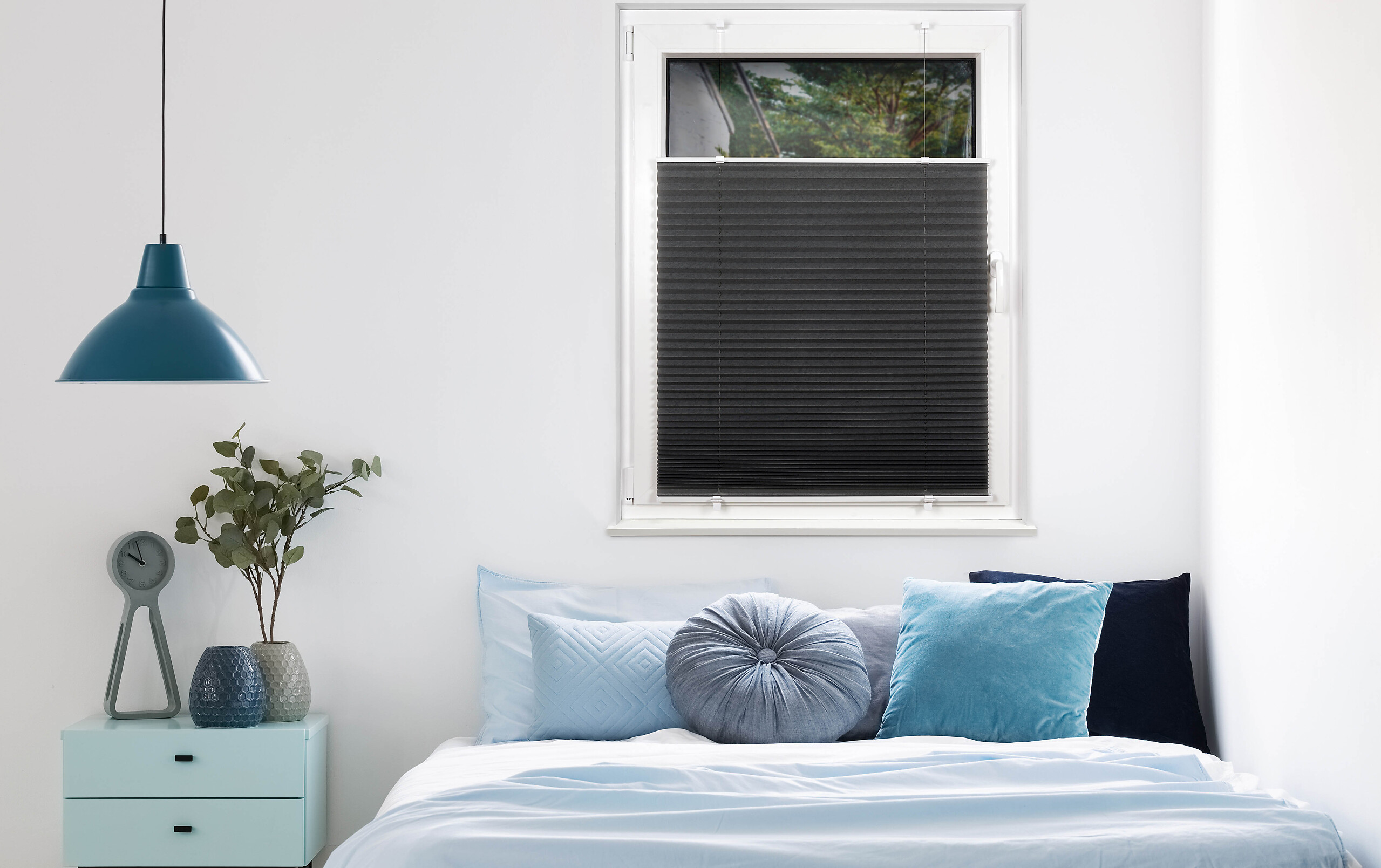 Klemmplissee hellgrau B/L: ca. 90x130 cm