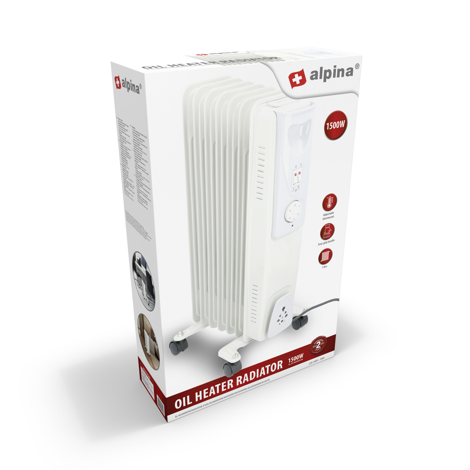 Ölradiator weiß Metall B/H/L: ca. 23,5x55x33 cm ca. 1500 W