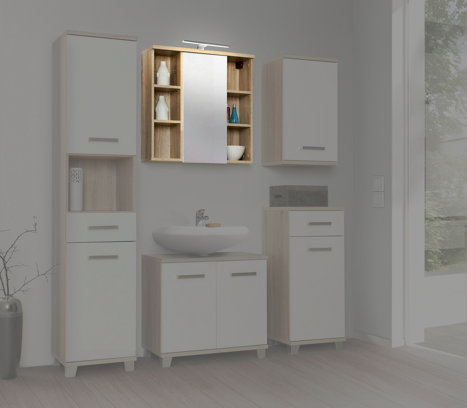 Spiegelschrank  Eiche Sonoma Nachbildung B/H/T: ca. 68,6x68,1x20 cm