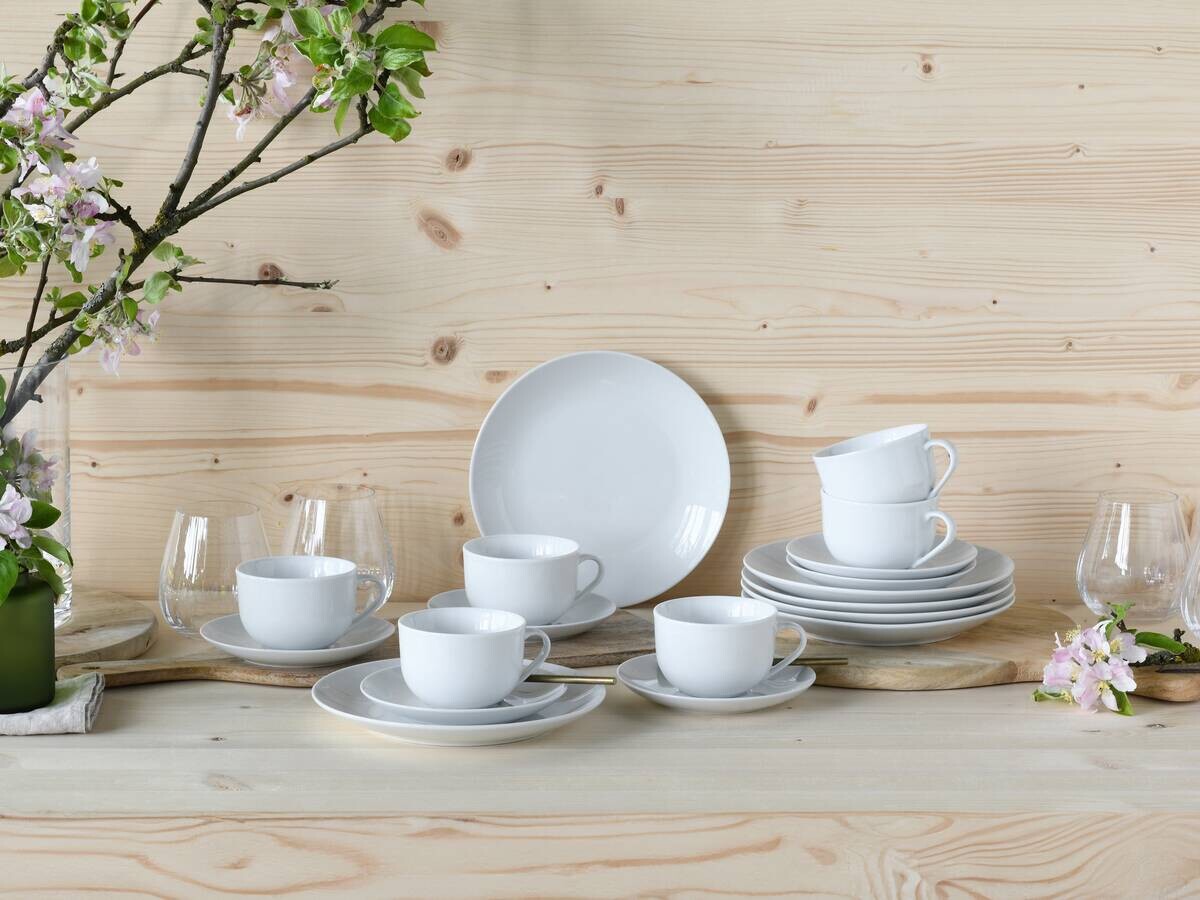 CreaTable Kaffeeservice Luna weiß Porzellan 18 tlg.