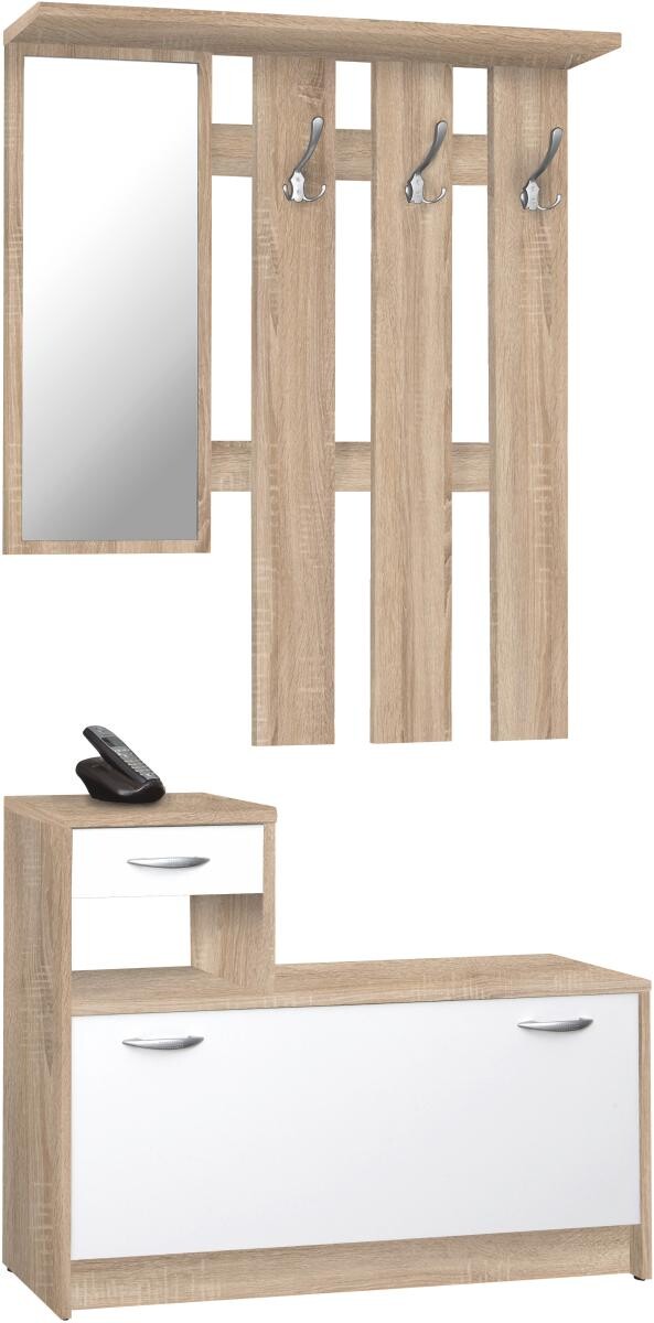 Garderobe Rudolf Eiche Sonoma Nachbildung weiß B/H/T: ca. 100x180x25 cm