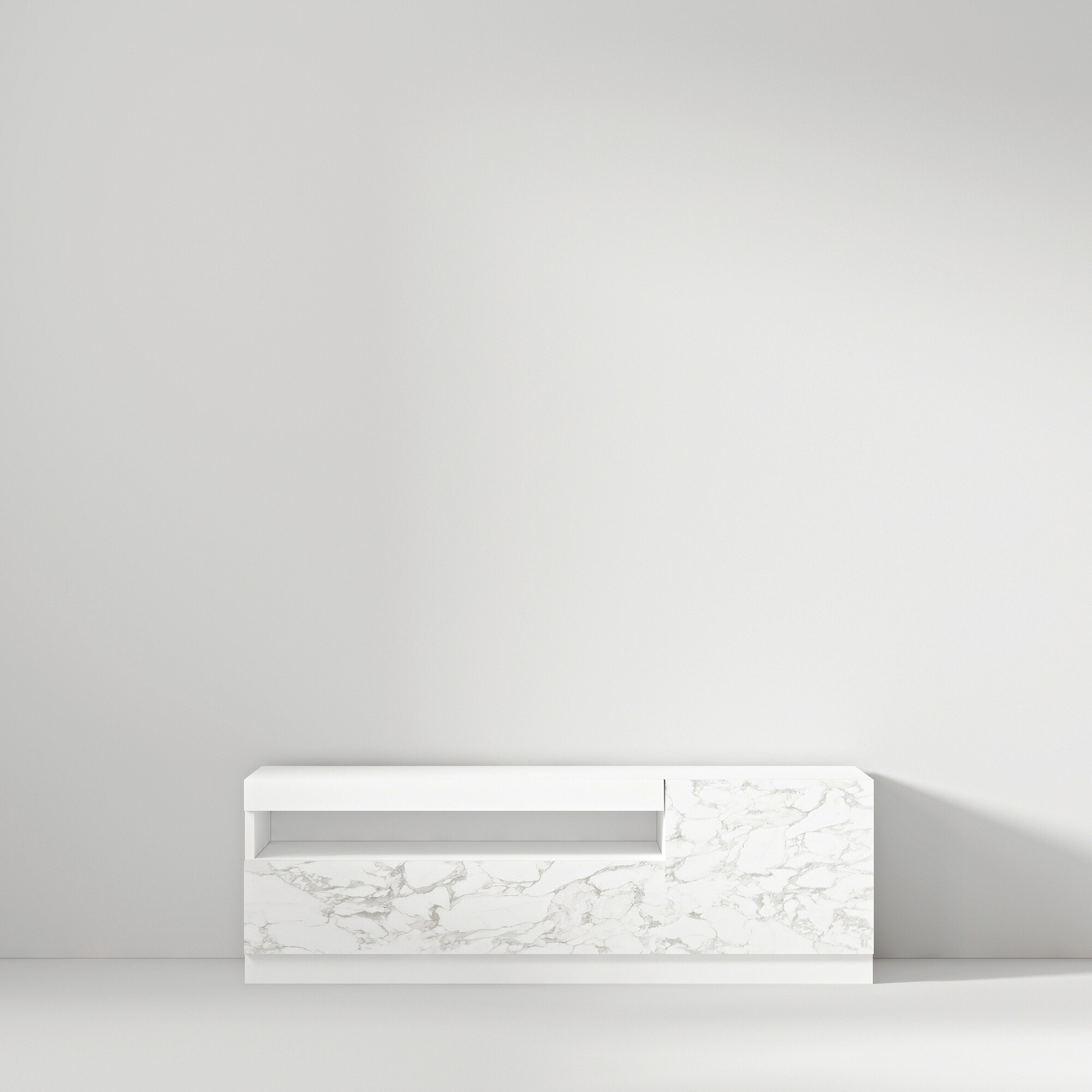 TV-Lowboard 9499 weiß Marmor Optik B/H/T: ca. 120x40x37 cm