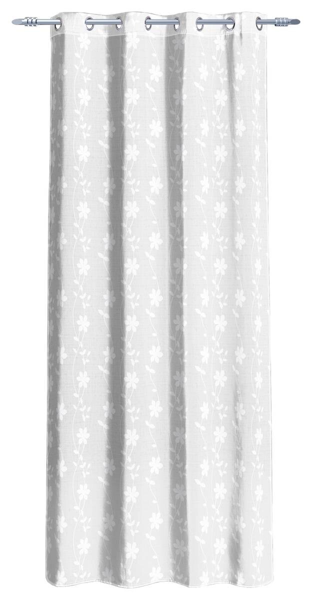Ösenvorhang Blumenranke weiß B/L: ca. 135x245 cm