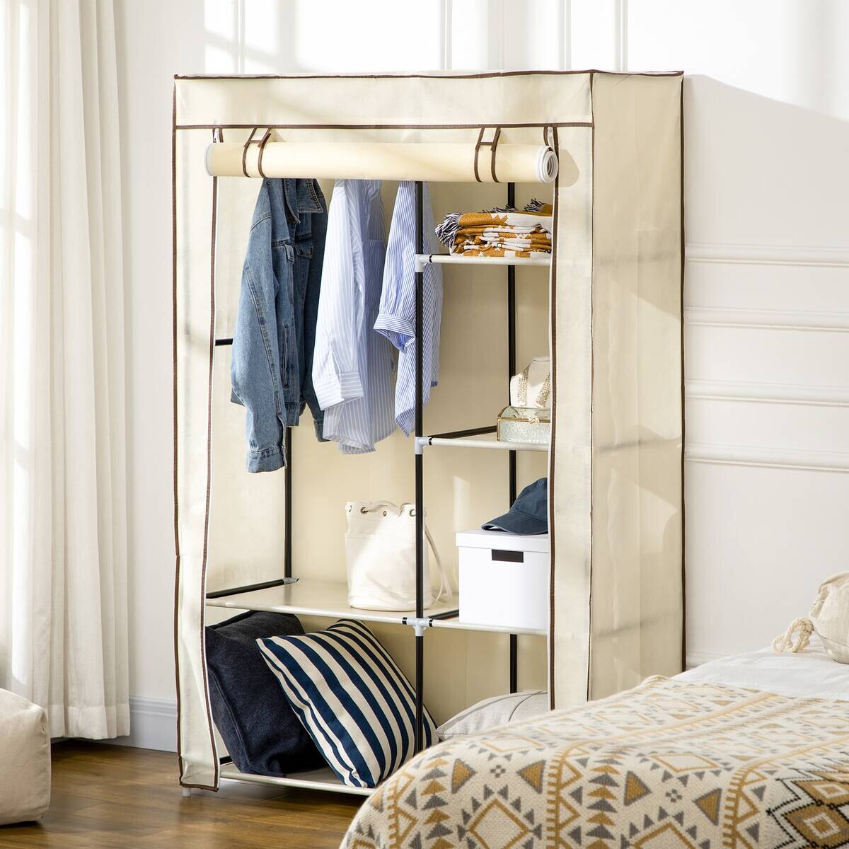 HOMCOM Kleiderschrank cremeweiß Polypropylen B/H/L: ca. 43x103x162,5 cm