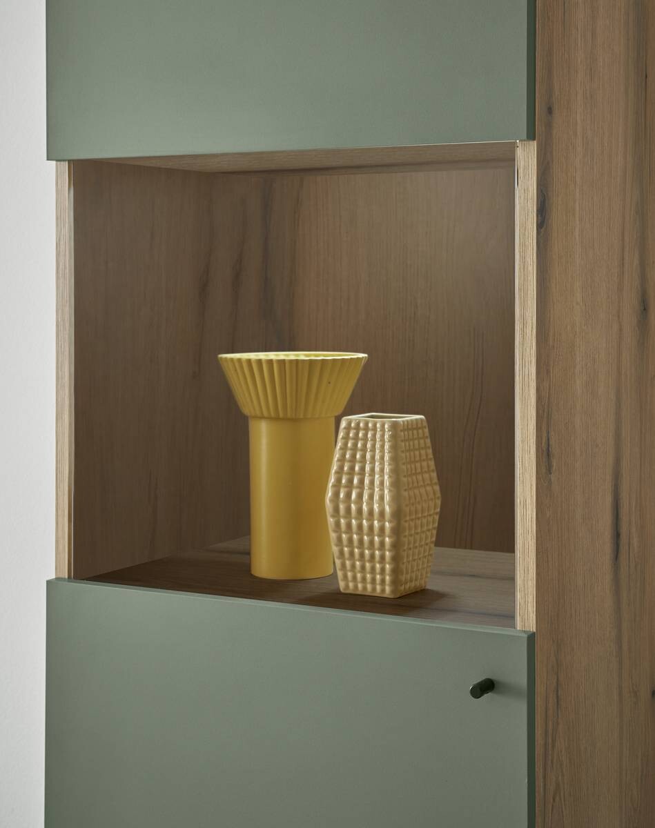 Vitrine Alva Eiche Evoke Coast Nachbildung salbei B/H/T: ca. 50x197x40 cm