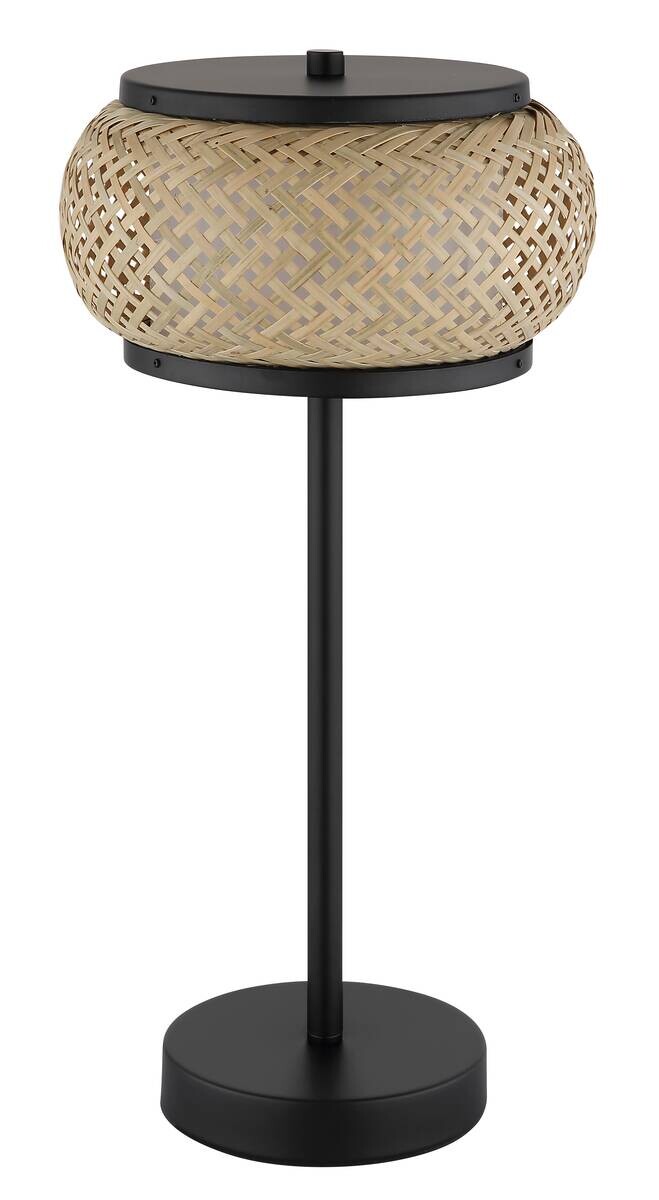 GLOBO Tischleuchte mattschwarz natur Metall Bambus H/D: ca. 46,1x22 cm 1 Brennstellen
