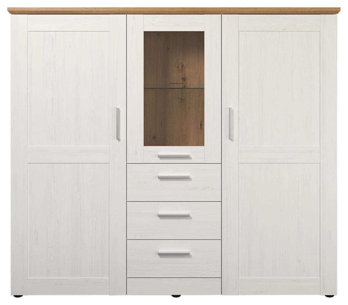 Highboard Shade weiß Pinie Nachbildung Eiche Artisan Nachbildung B/H/T: ca. 159x140x41 cm