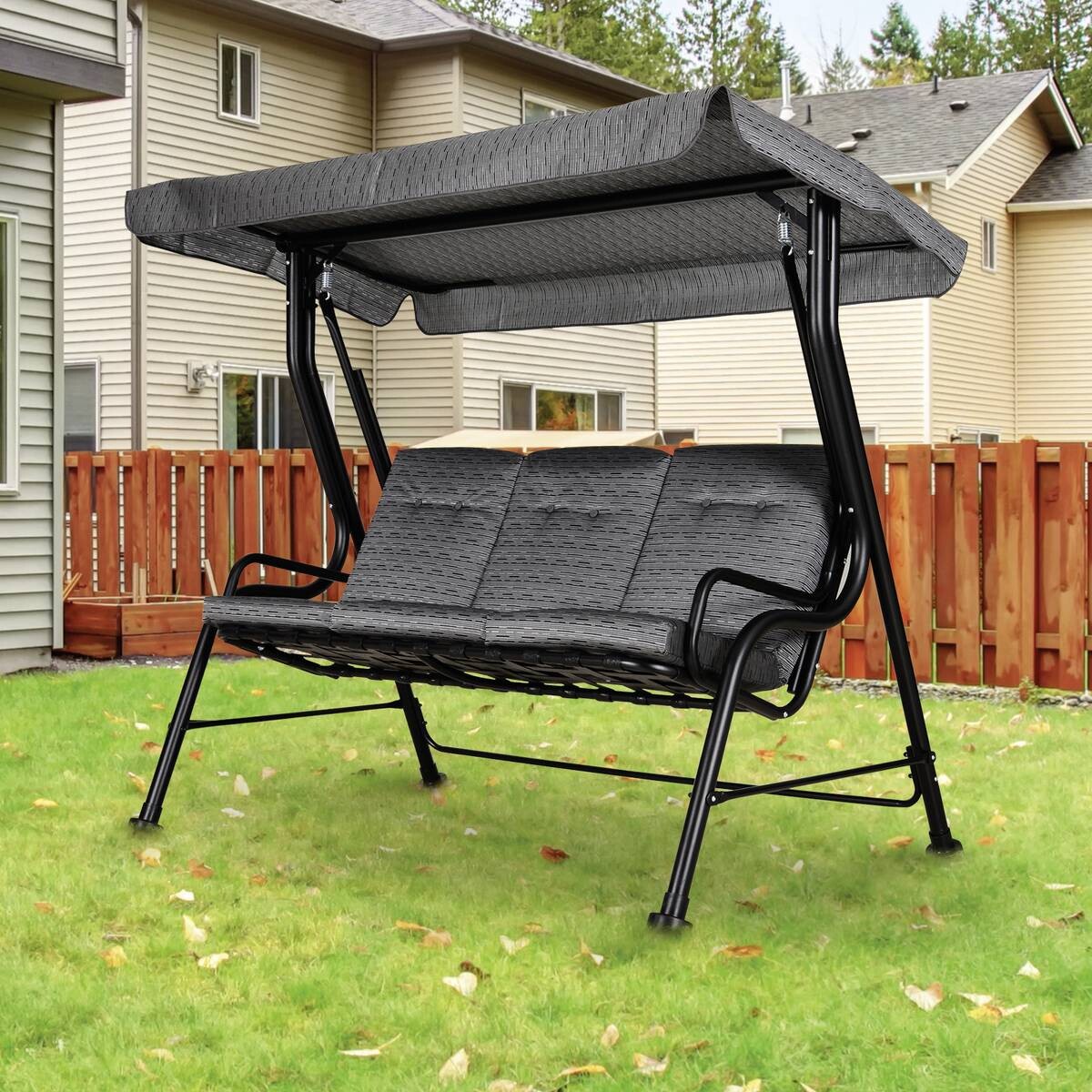 Outsunny Hollywoodschaukel schwarz Stahl B/H/T: ca. 200x170x120 cm