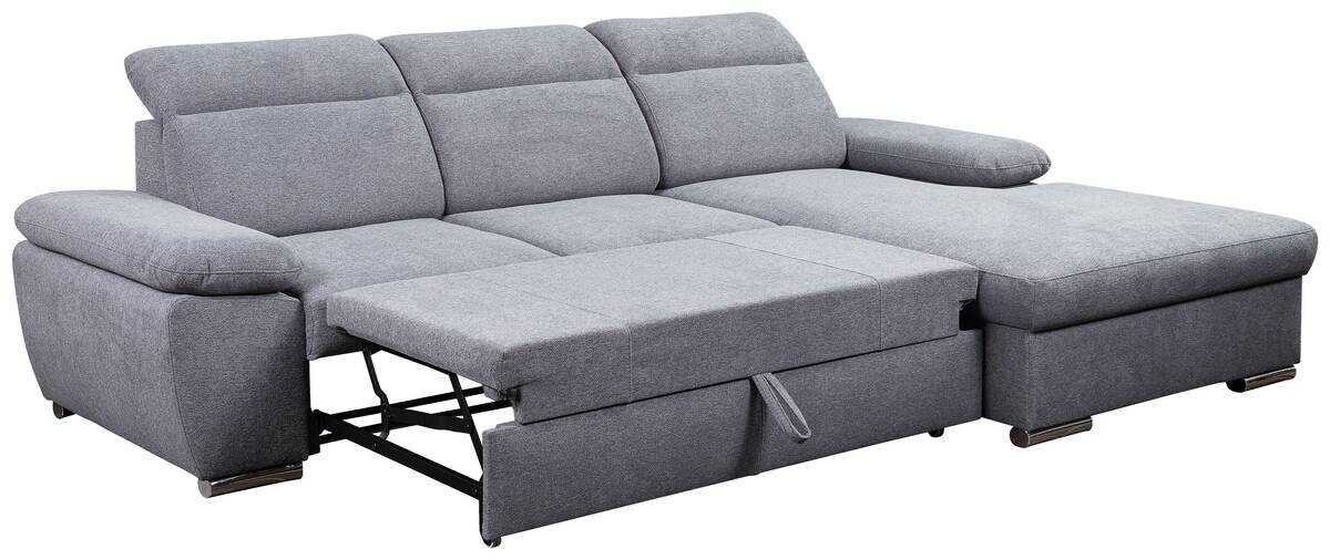 Ecksofa mit Bettfunktion und Bettkasten dunkelgrau Microfaser B/H/T: ca. 285x100x182 cm