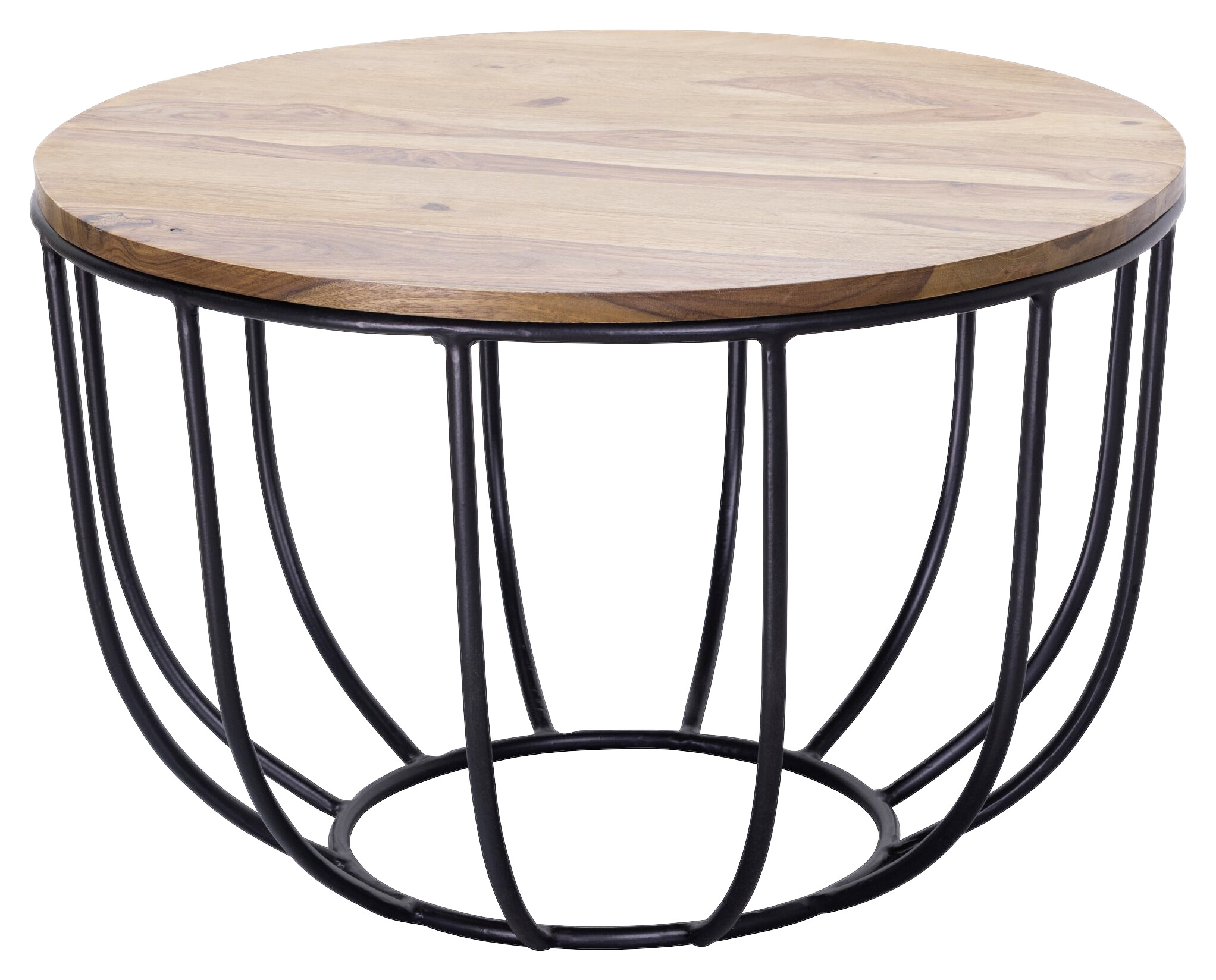 Wohnling Couchtisch natur schwarz Echtholz Eisen B/H/T: ca. 60x39x60 cm