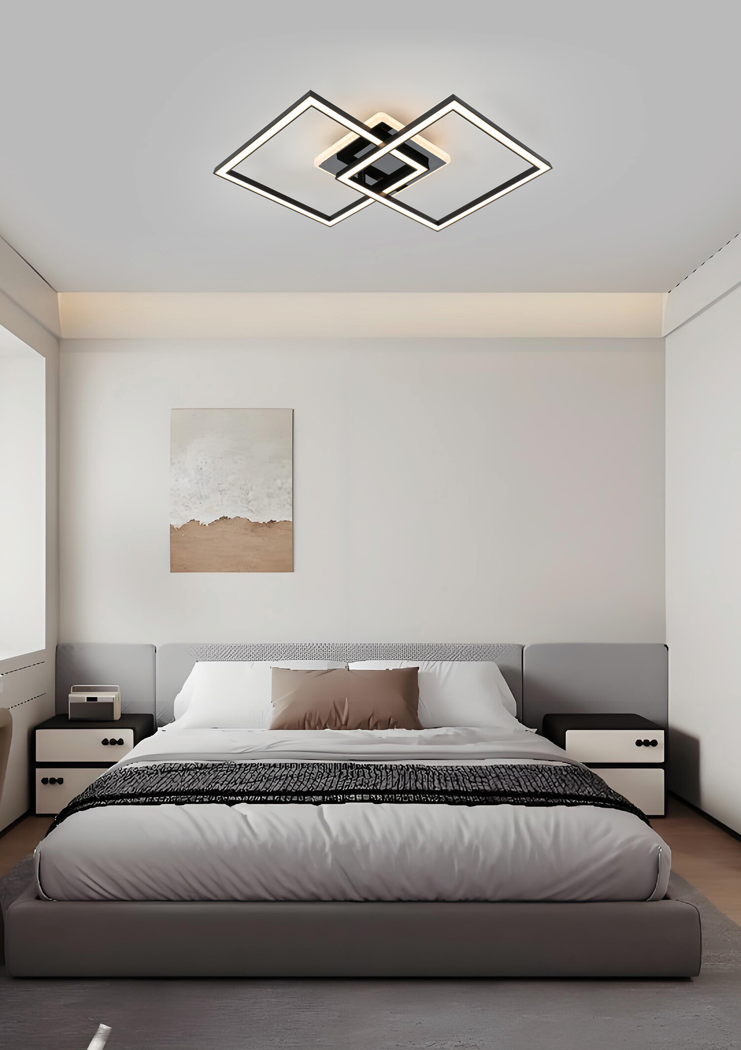 Nolo LED-Deckenleuchte Rhombus schwarz Kunststoff B/H/L: ca. 35x6,5x55 cm