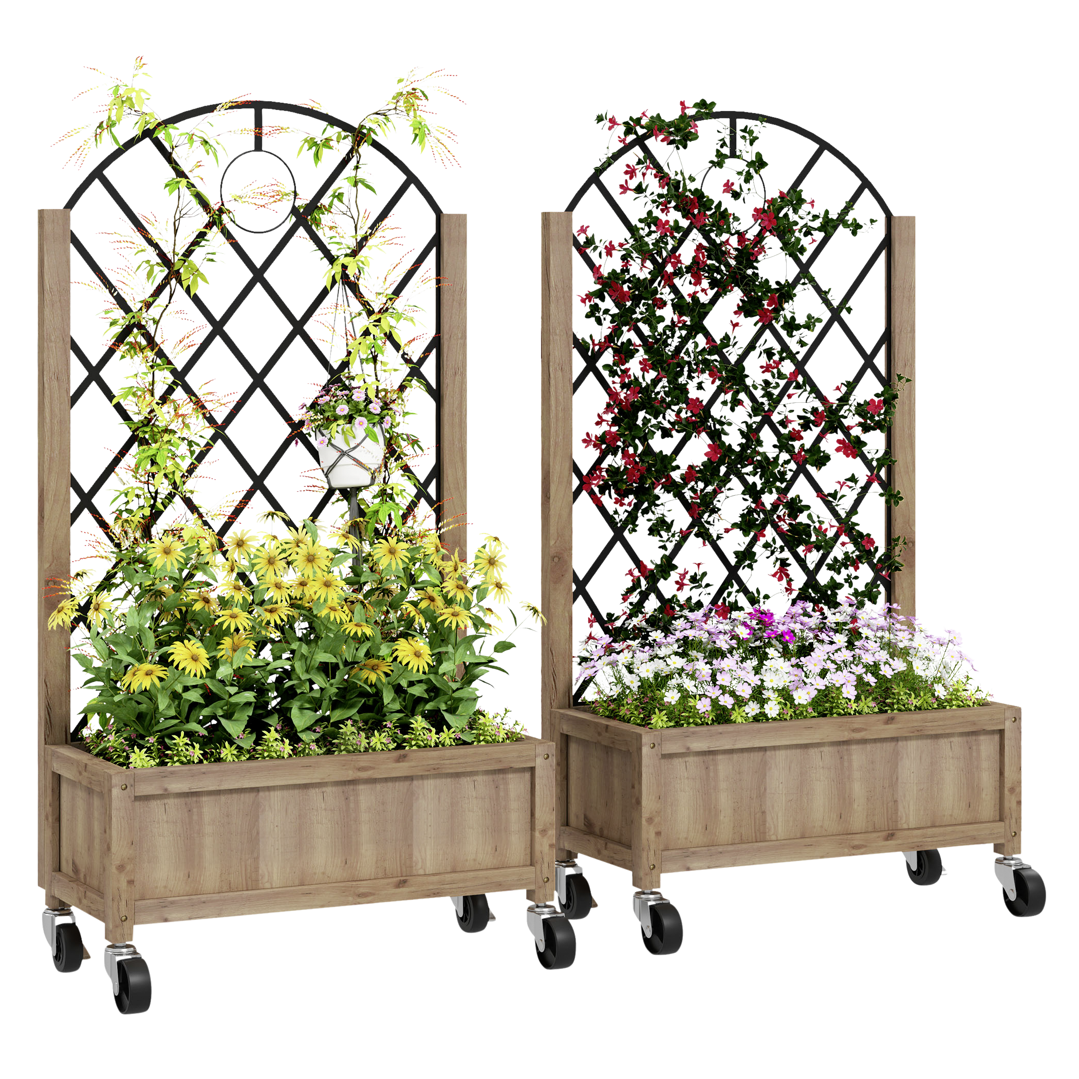 Outsunny Hochbeet 2er Set braun Holz B/H/L: ca. 25x97x52 cm