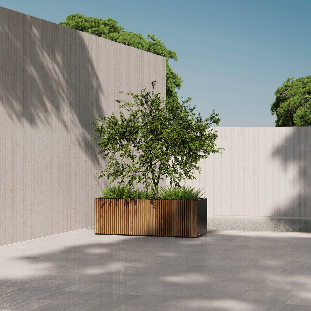 Herstera Garden Pflanzkübel Deco Planter schwarz Metall B/H/L: ca. 150x50x50 cm