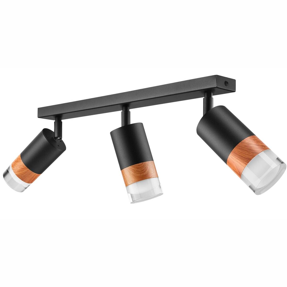 Lamkur Deckenleuchte schwarz Stahl Glas B/H/L: ca. 8x19x45 cm 3 Brennstellen