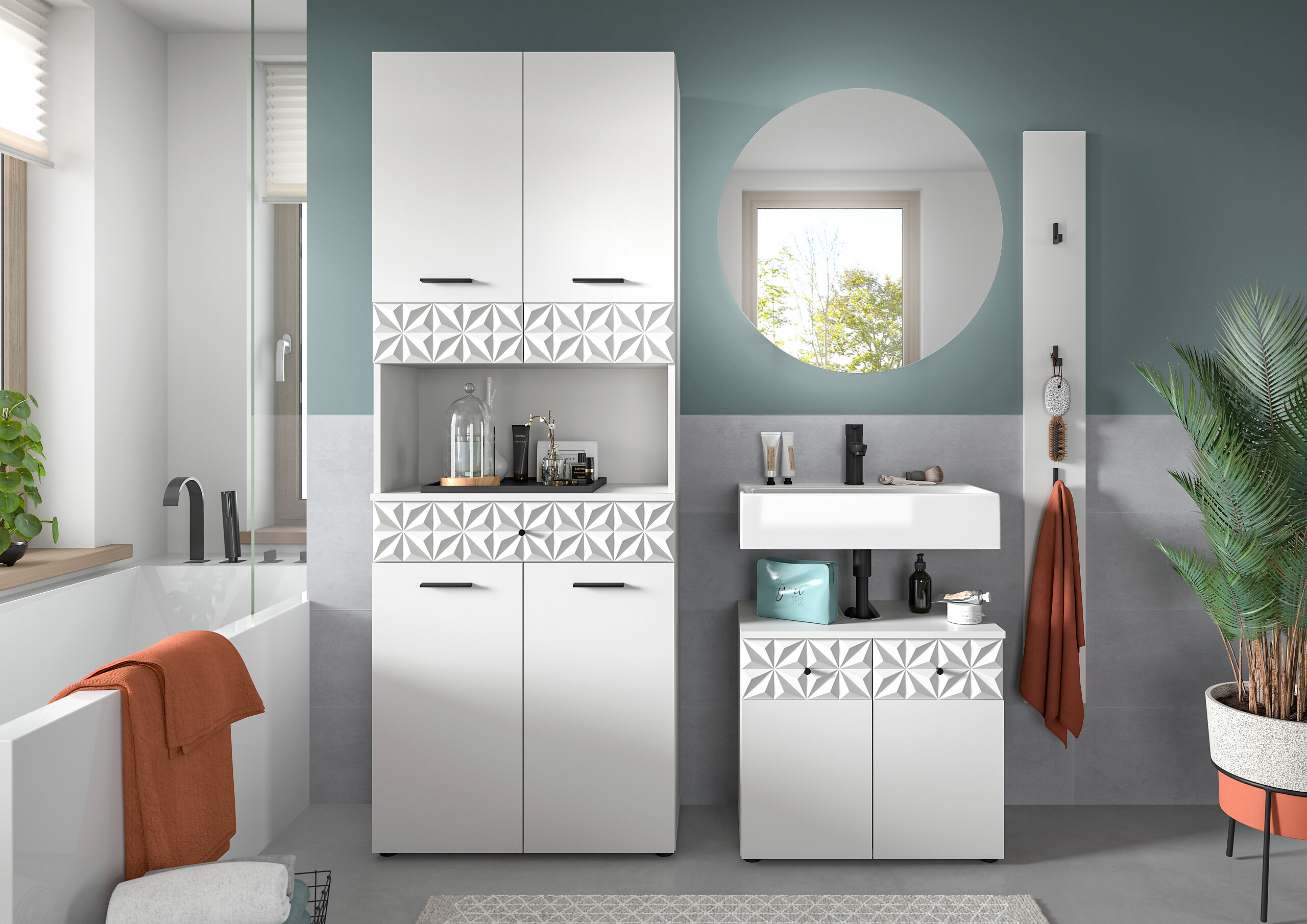 Badezimmer-Set Prisma weiß B/H/T: ca. 176x187x37 cm