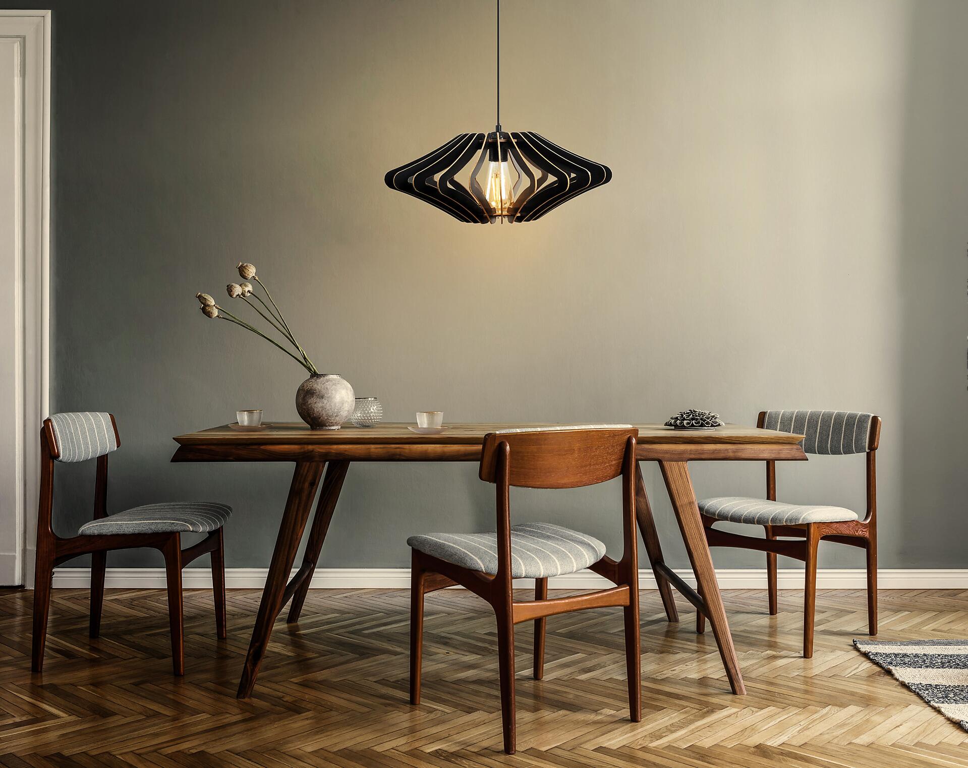 Opviq Pendelleuchte schwarz MDF B/H/T/L/D: ca. 47x55x47x47x47 cm E27 1 Brennstellen