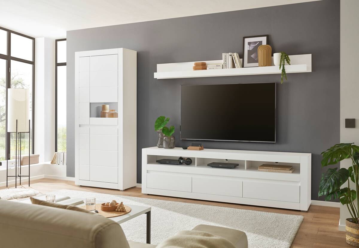 Wandboard Chester weiß matt B/H/T: ca. 217x22x18 cm