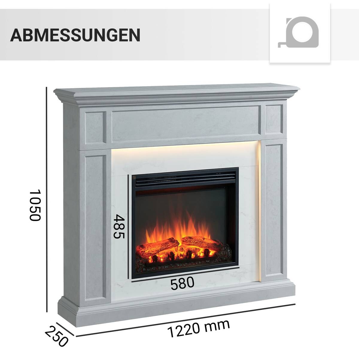 Balderia Elektrischer-Kamin Arthur EF321A-MT321D-CG Beton B/H/T: ca. 105x122x25 cm ca. 2000 W