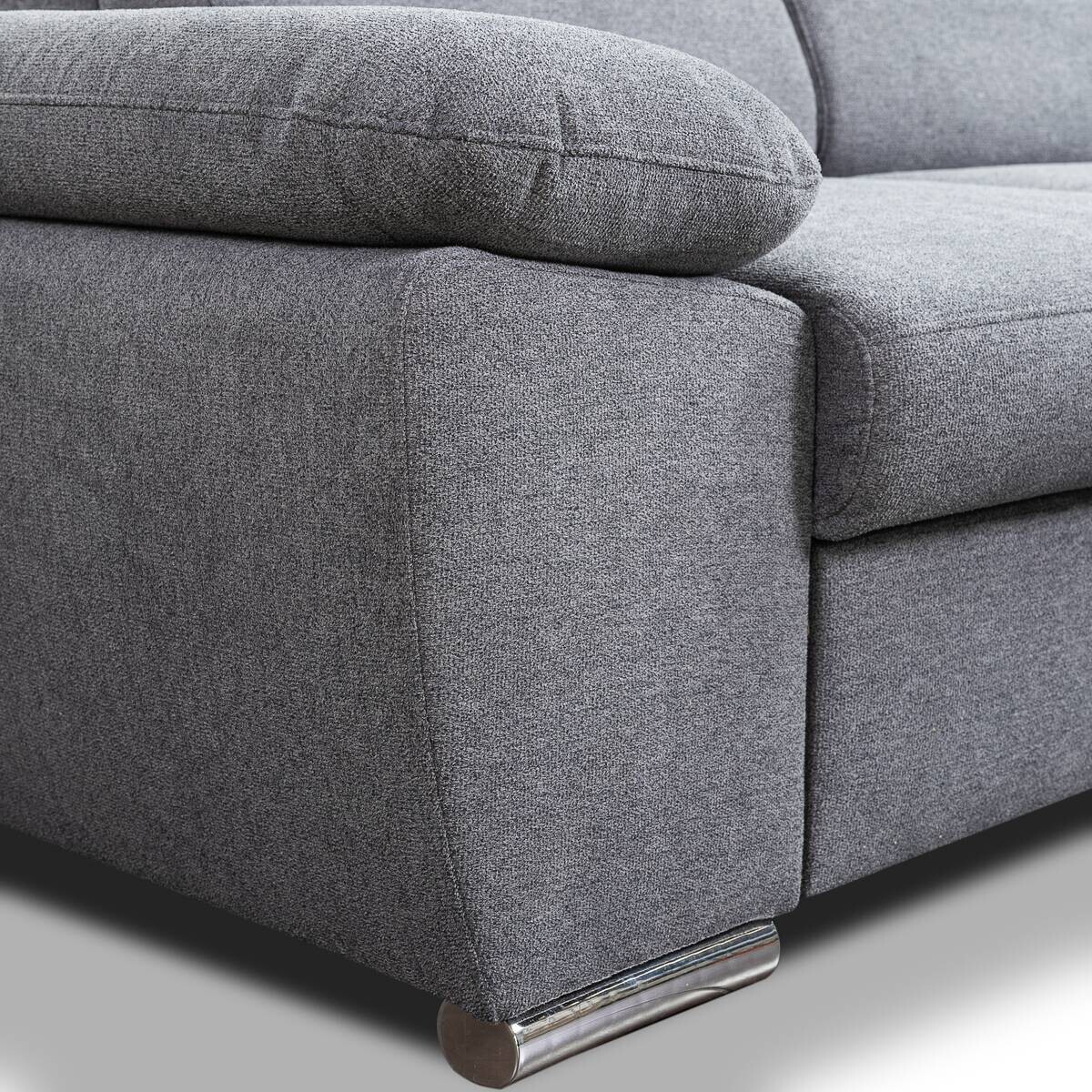 Ecksofa mit Bettfunktion und Bettkasten dunkelgrau Microfaser B/H/T: ca. 285x100x182 cm