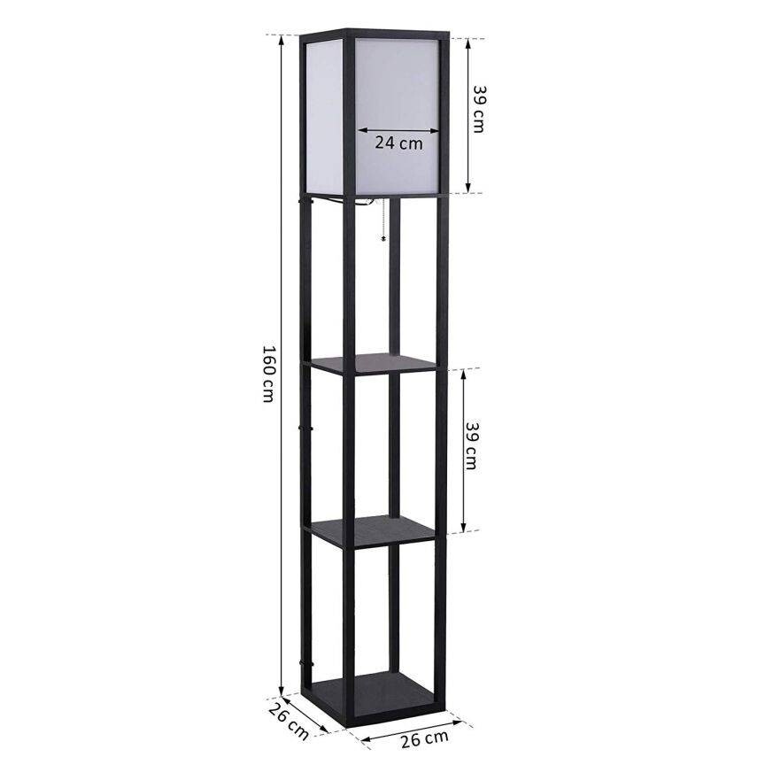 HOMCOM Stehleuchte 833-623 schwarz MDF Stoff B/H/T: ca. 26x160x26 cm E27 1 Brennstellen