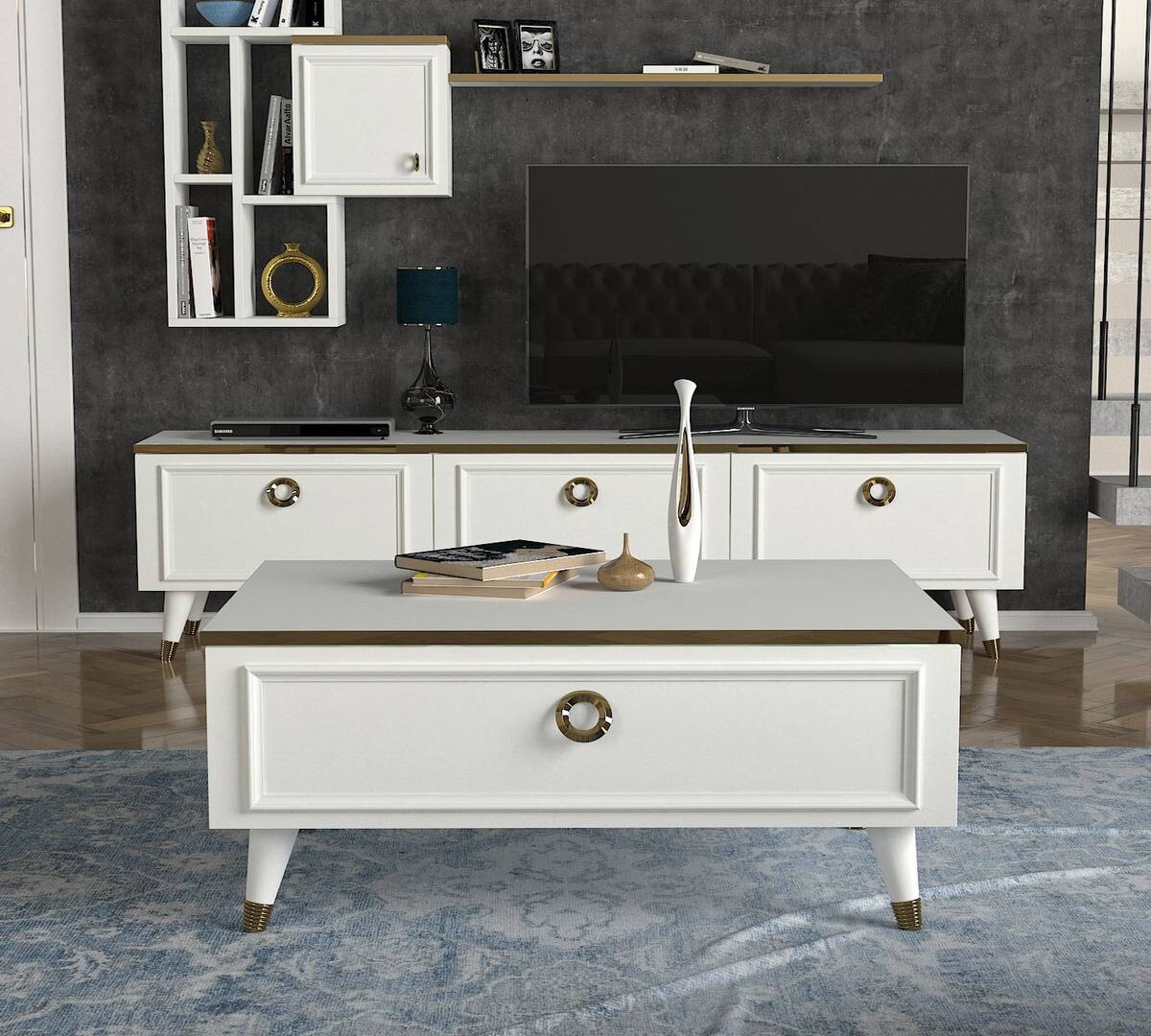 Couchtisch Cornelia weiß B/H/T: ca. 90x40x38,2 cm