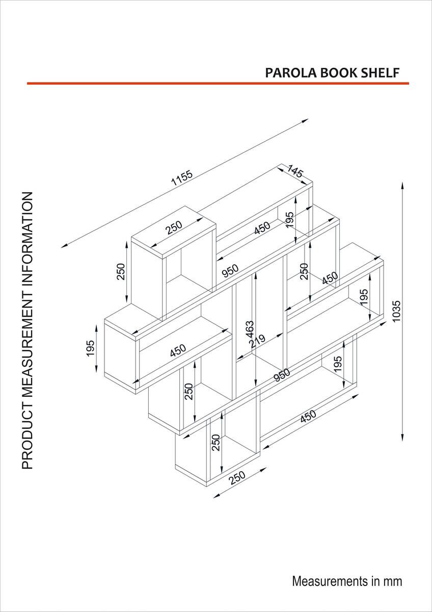 Wandregal Parola beige B/H/T: ca. 115x103x15 cm