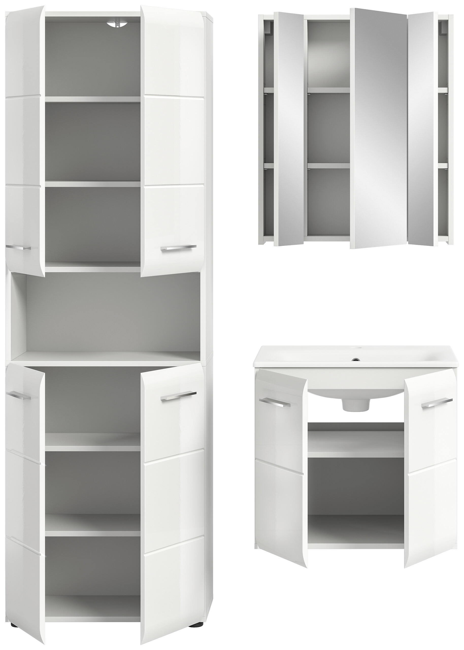 Badezimmer-Set Ice weiß weiß Hochglanz B/H/T: ca. 135x185x46 cm