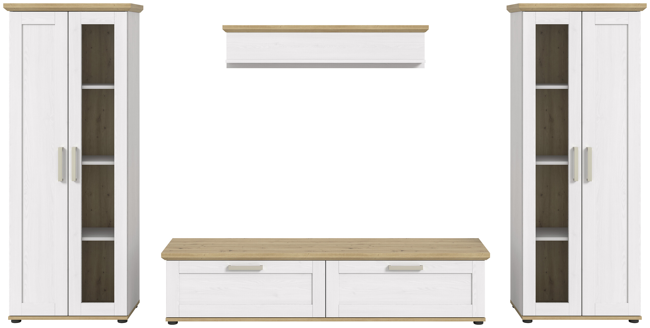 Wohnwand VERONA Lärche Nachbildung Eiche Nachbildung B/H/T: ca. 316x161x40 cm