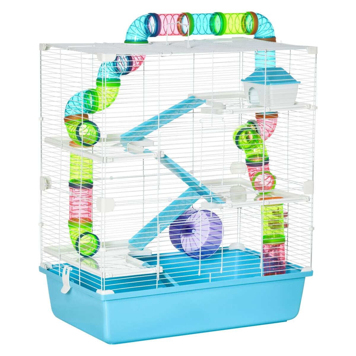 PawHut Kleintierkäfig hellblau Stahl B/H/L: ca. 36x69x59 cm