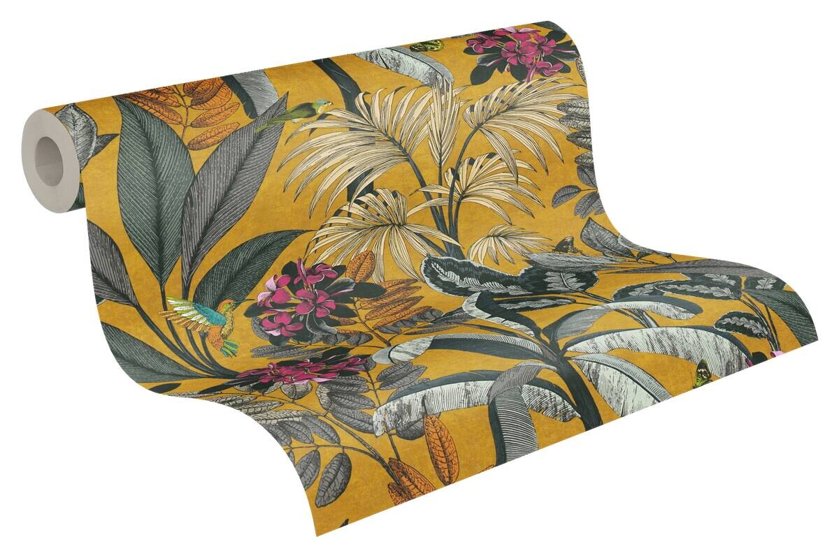 A.S.Creation Vliestapete grau grün gelb B/H/D: ca. 53x1005x8 cm