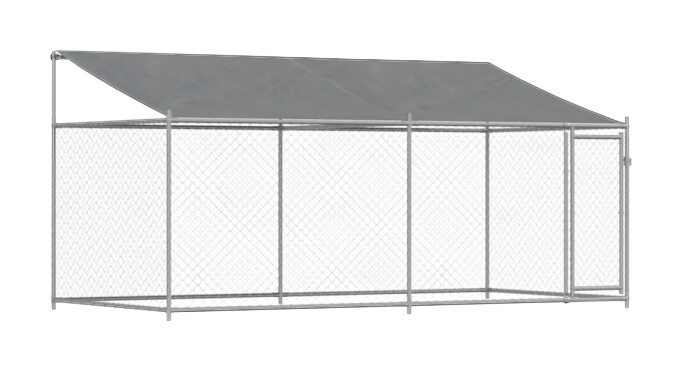 vidaXL Hundekäfig grau Stahl