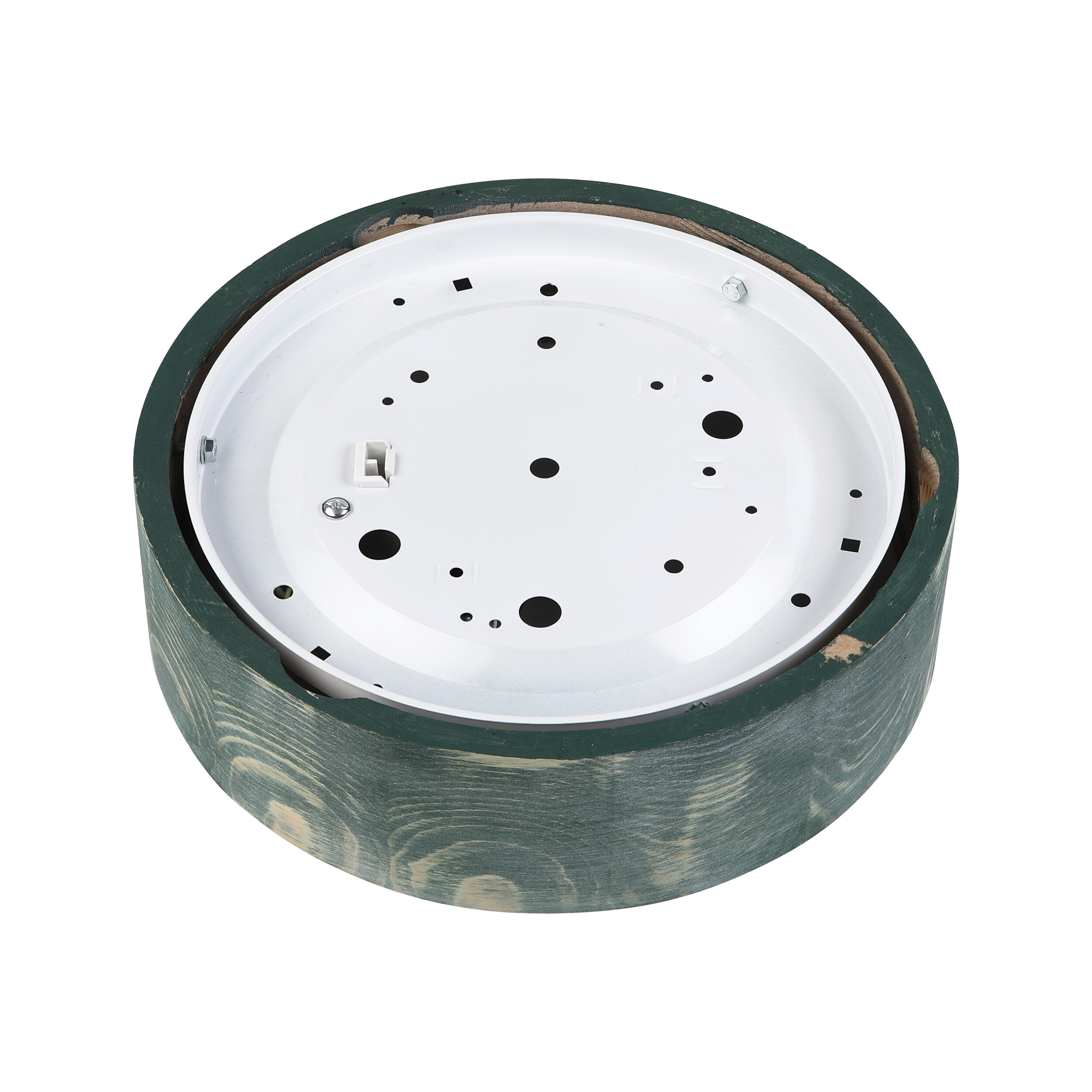 Lamkur Deckenleuchte grün hellbraun Holz Glas B/H/L: ca. 28x28x10 cm 1 Brennstellen