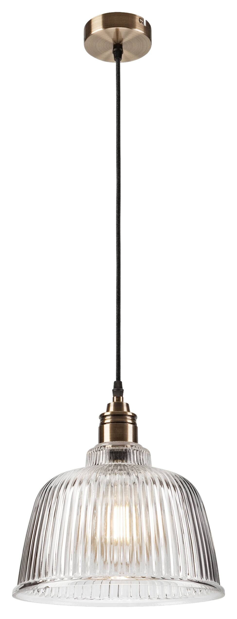 Lamkur Pendelleuchte Asta oxidgrün Glas Stahl H/L: ca. 81x28 cm E27 1 Brennstellen