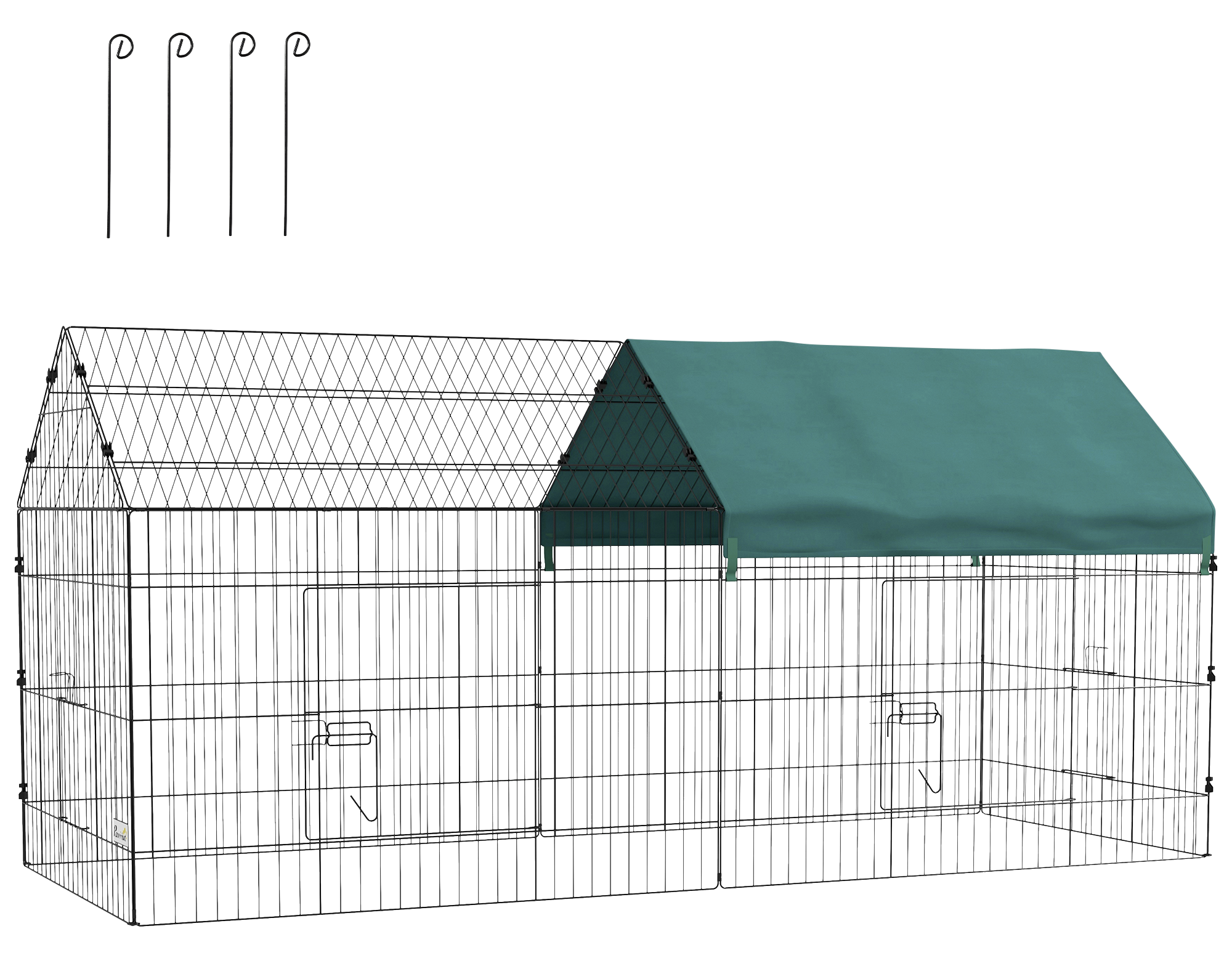 PawHut Kleintier-Freilaufgehege grün Polyester-Mischgewebe B/H/L: ca. 85x103x220 cm