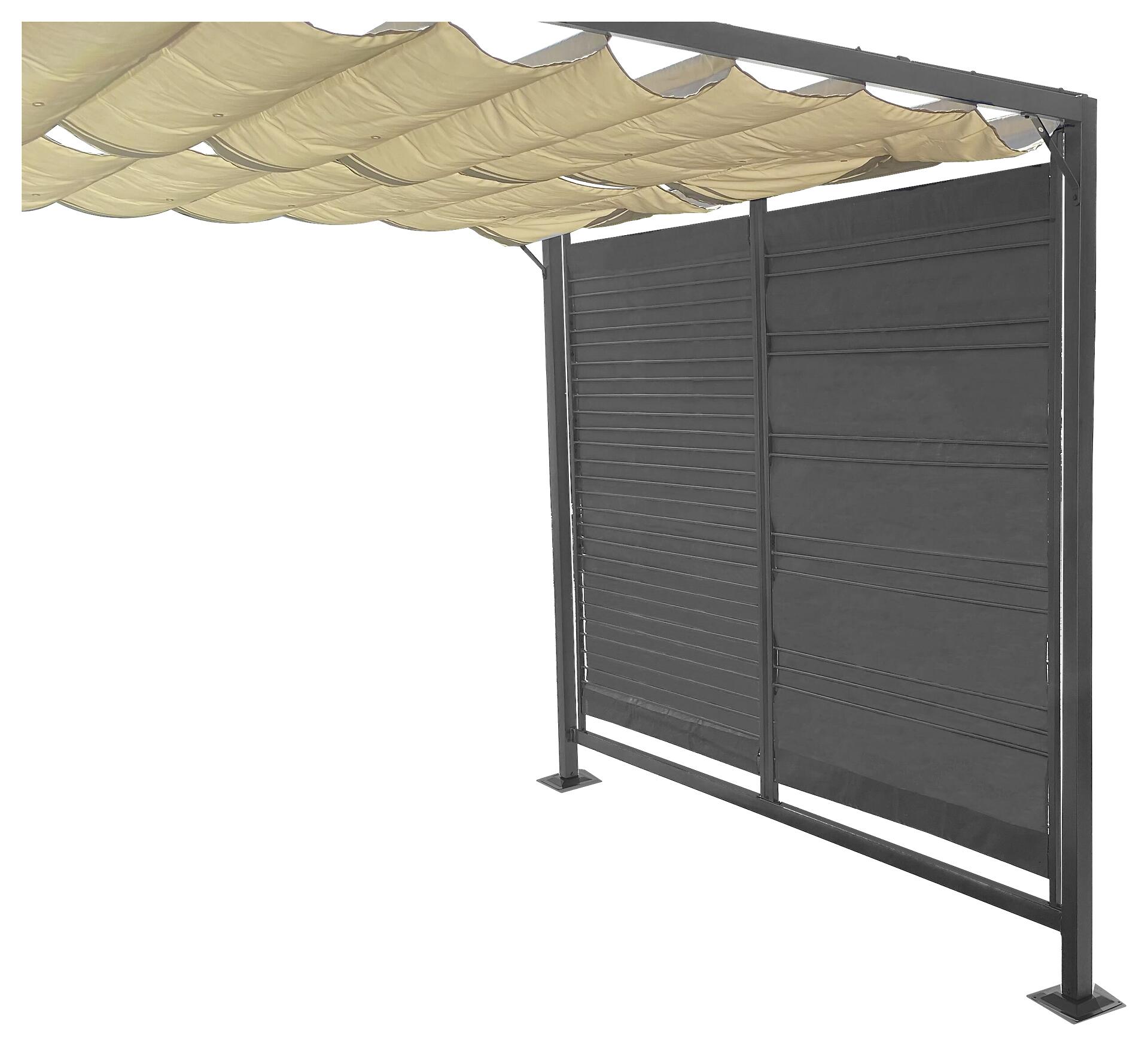 Grasekamp Seitenteile für Flachdachpergola Venecia grau Textilene B/L: ca. 129x220 cm