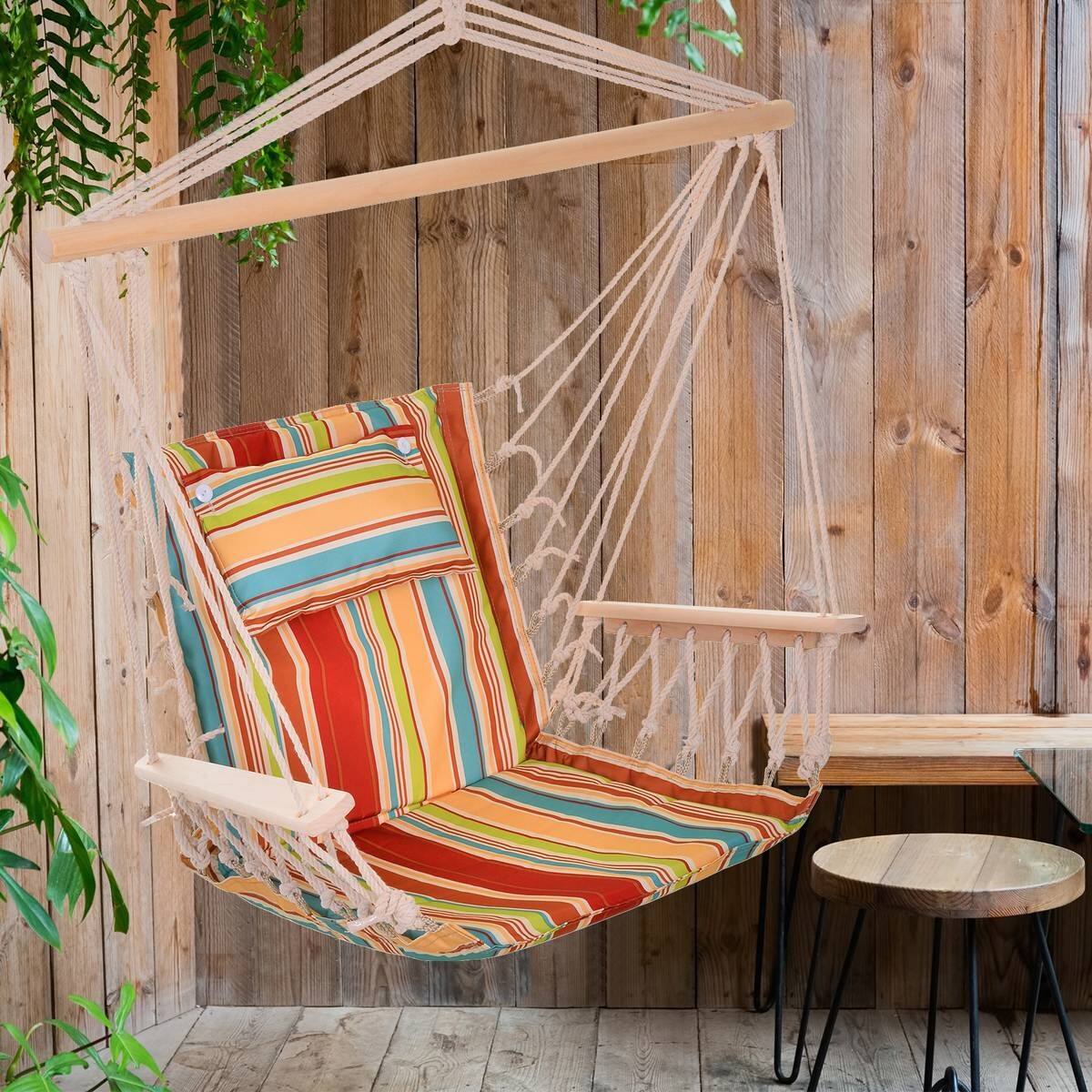 Outsunny Hängesessel bunt Polyester-Mischgewebe H/L: ca. 106x100 cm