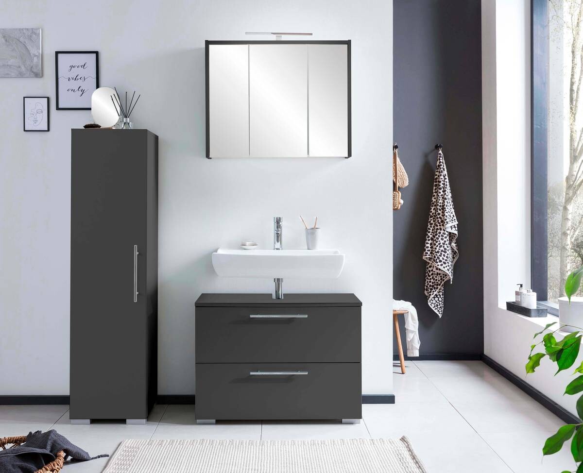 Waschbeckenunterschrank Carlos anthrazit B/H/T: ca. 80,2x59,1x35 cm