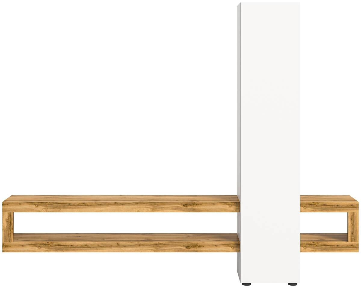 Wohnwand Samba weiß Eiche Wotan Nachbildung B/H/T: ca. 240x190x35 cm