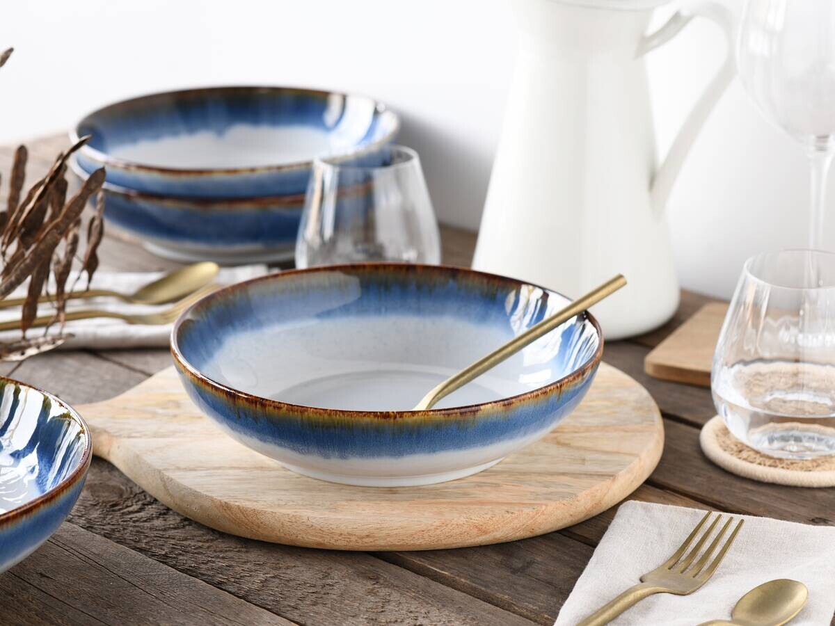 CreaTable Schüssel-Set Cascade blau Steinzeug