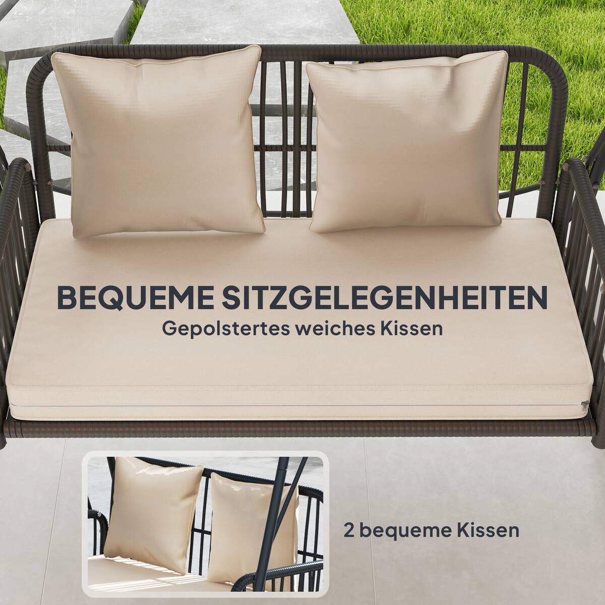 Outsunny Gartenschaukel khaki Polyester B/H/L: ca. 121x180x149 cm