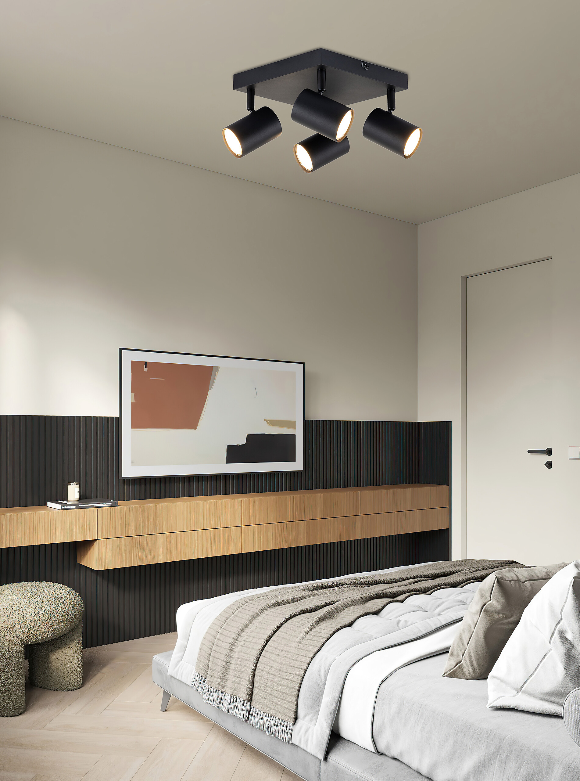 POCOline Spotbalken Thanina schwarz Metall B/H/L: ca. 28x12x28 cm GU10 4 Brennstellen