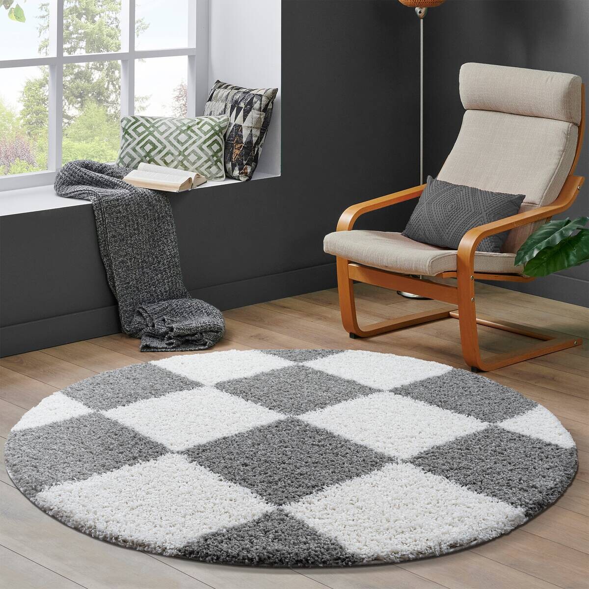 Sanat Hochflorteppich MILANO hellgrau D: ca. 120 cm