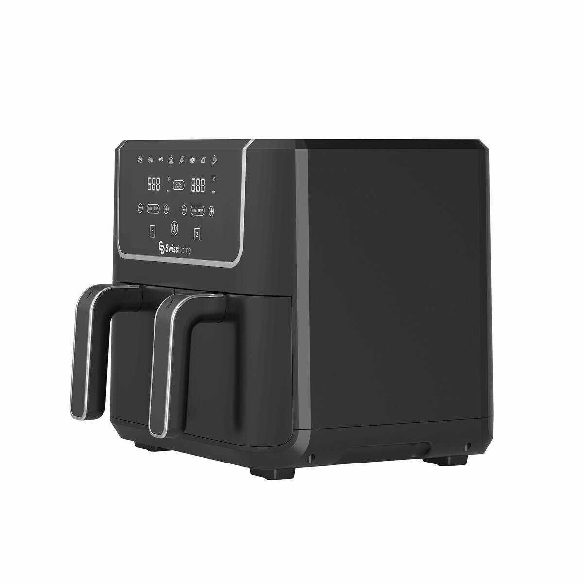 SWISS HOME Doppel-Heißluftfritteuse SH-6931 schwarz Kunststoff B/H/L: ca. 24x28x32 cm ca. 3 l