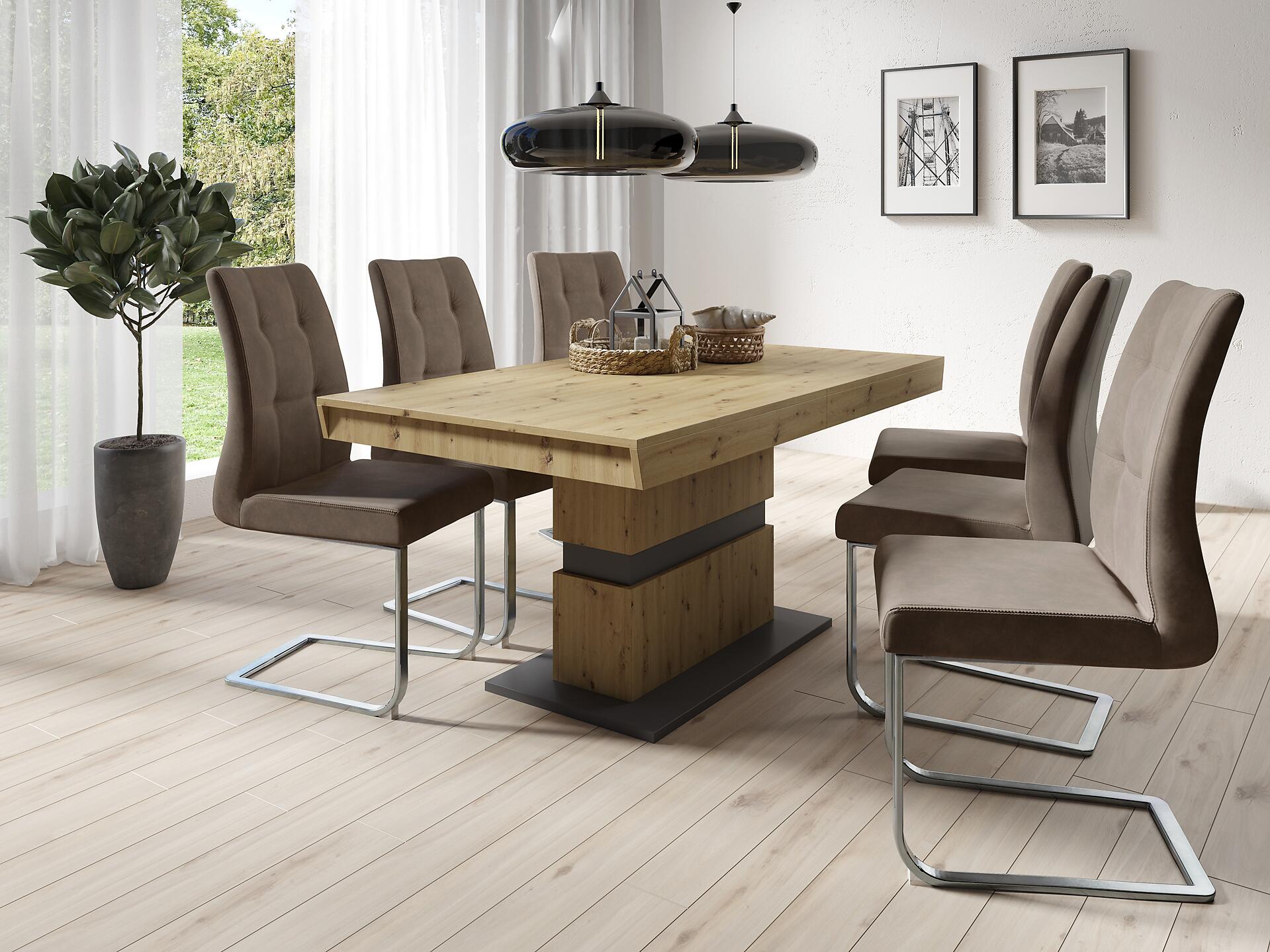 Schwingstuhl MARLEN-XXL  2er-Set dunkelbraun Vintage Chrom Stoff Metall B/H/T: ca. 72x96x80 cm