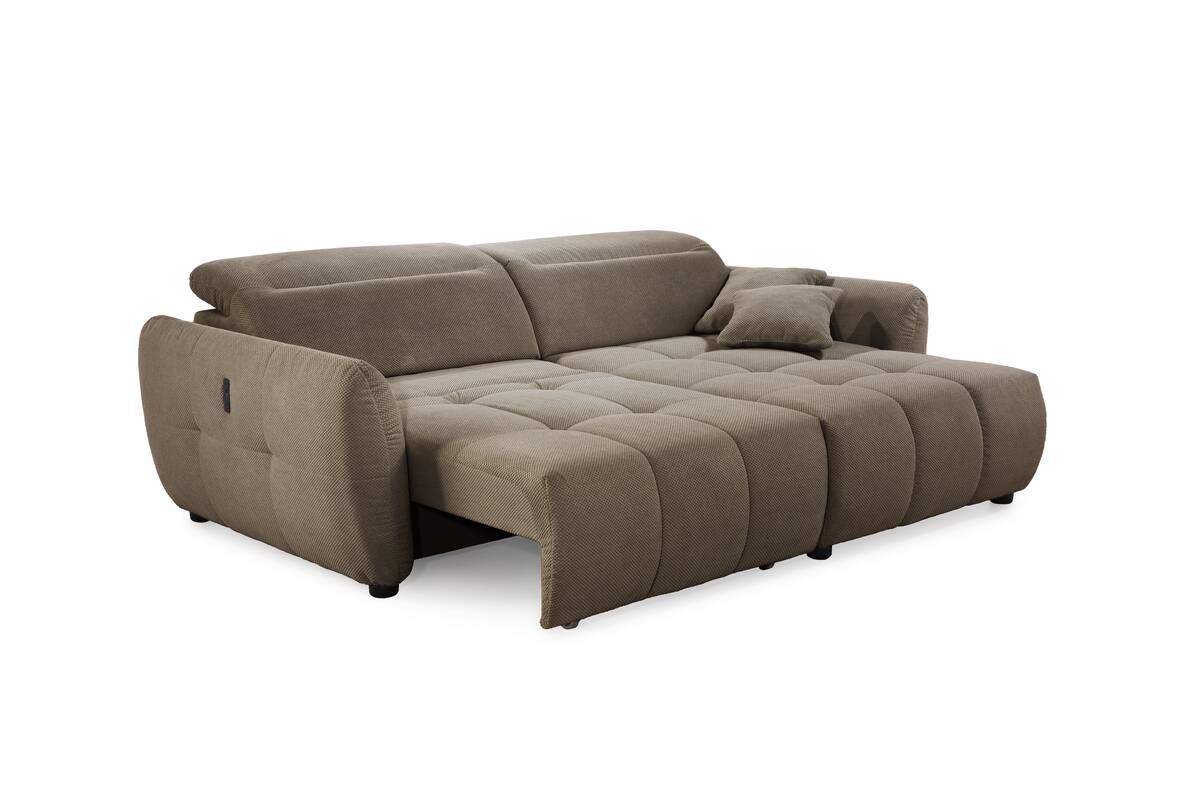 Ecksofa mit elektrischer XXL Sitztiefenverstellung taupe Kord B/H/T: ca. 260x106x191 cm
