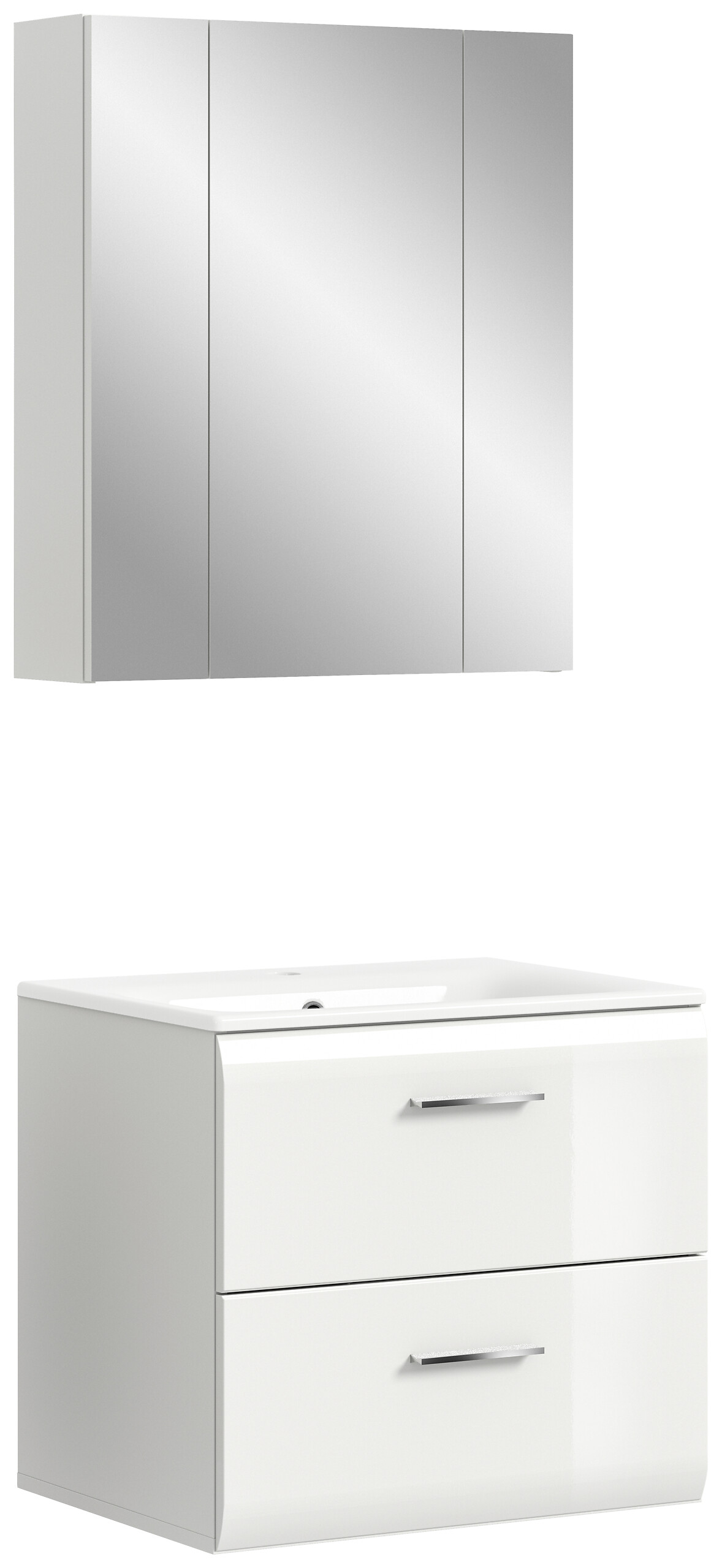 Badezimmer-Set Ice weiß weiß Hochglanz B/H/T: ca. 60x185x46 cm