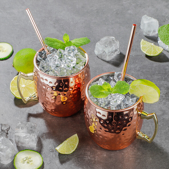 HI Kupferbecher 2er-Set Moscow Mule Kupfer Edelstahl