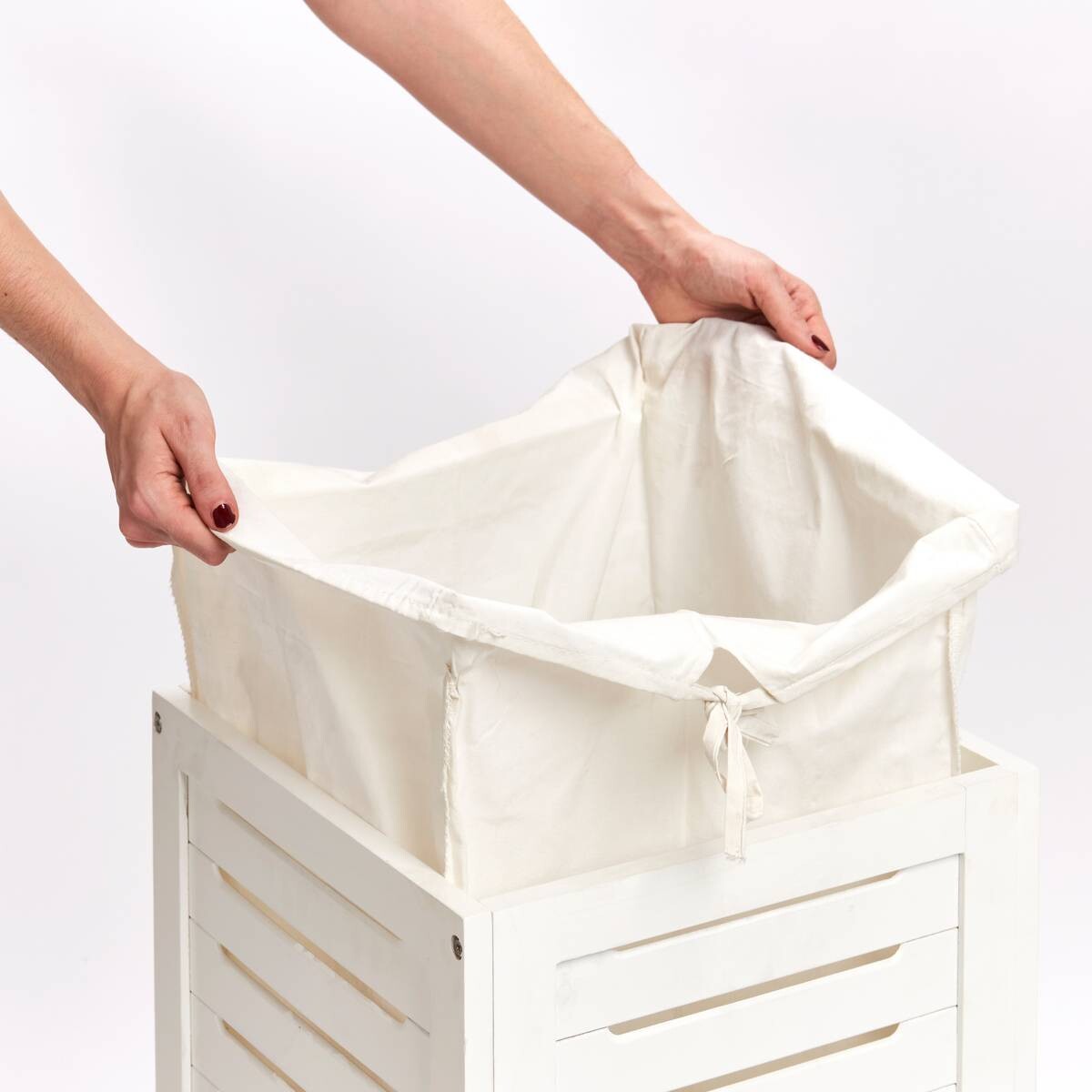 Zeller Wäschesammler weiß Holz B/H/T: ca. 35x55x35 cm