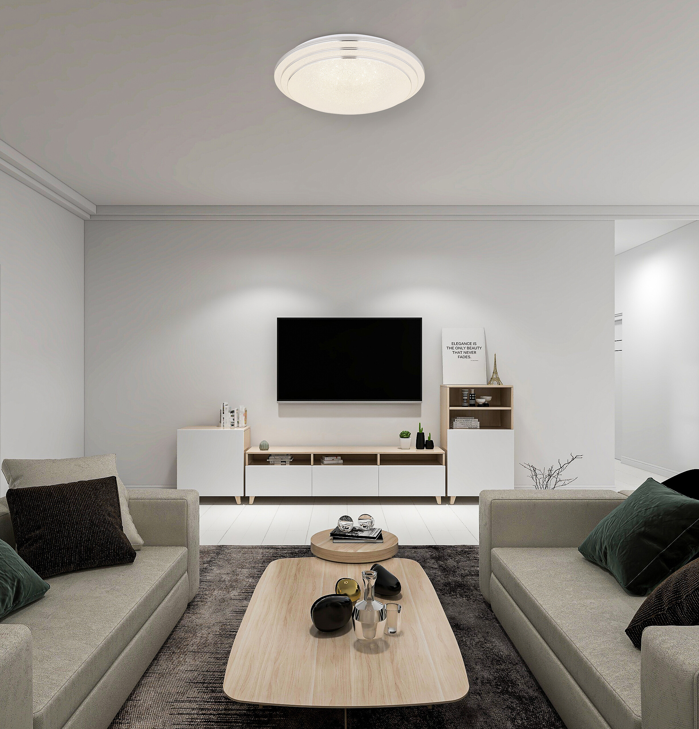 GLOBO Deckenleuchte 48419-18 Aley Opal weiß Metall Acryl H/D: ca. 9,5x40 cm