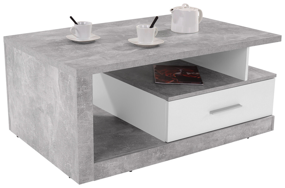 Couchtisch Iguan Beton weiß B/H/T: ca. 110x45x67 cm